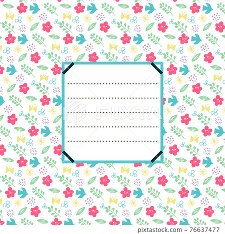 Spring color flower and bird simple motif pattern letter Spring color flower and bird simple motif pattern letter 76637477