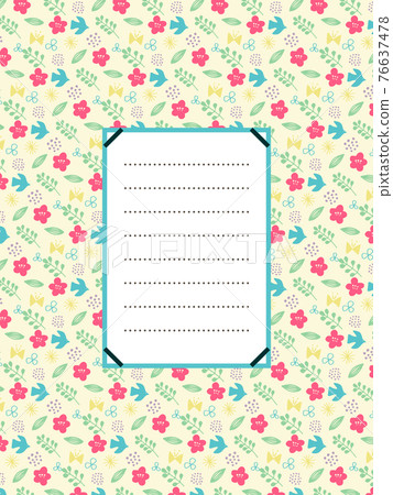 Spring color flower and bird simple motif pattern letter 76637478