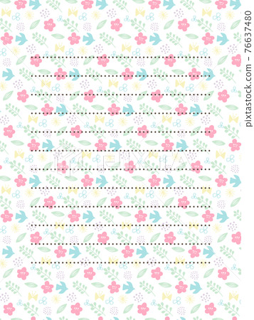 Spring color flower and bird simple motif pattern letter 76637480