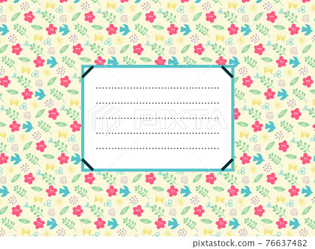 Spring color flower and bird simple motif pattern letter 76637482