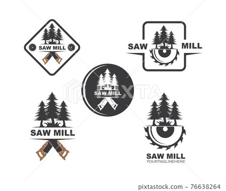 saw and pines tree  logo icon vector illustration 76638264
