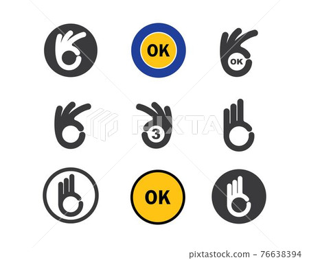 ok hand gesture and sticker  vector illustration 76638394