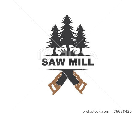 saw and pines tree vector logo icon of saw mill wooden saw and pines tree vector logo icon of saw mill wooden 76638426