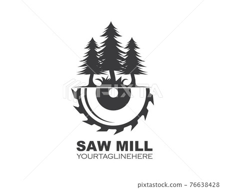 saw and pines tree vector logo icon of saw mill wooden saw and pines tree vector logo icon of saw mill wooden 76638428