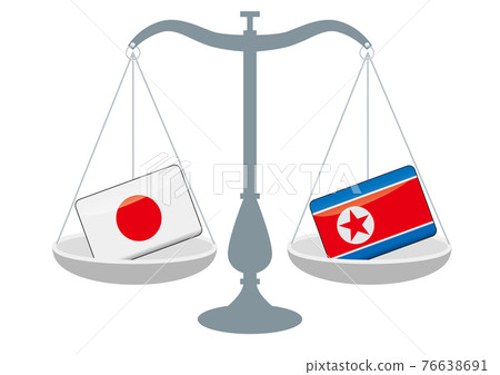 Balance and national flag, national flag of Japan and North Korea, national conflict, national conflict, international judiciary, trade image illustration 76638691