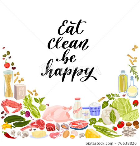 Healthy nutrition inspirational quote. Hand drawn healthy food and motivational phrase. 76638826