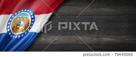 Missouri flag on black wood wall banner, USA Missouri flag on black wood wall banner, USA 76640068