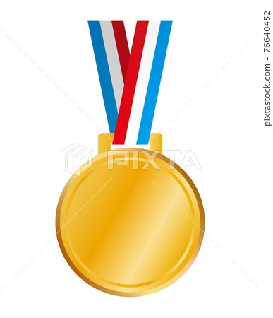 Gold medal around the neck 76640452