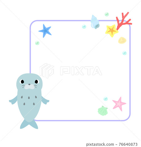 Seal icon frame + with sea decoration 76640873