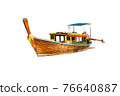 Long tail boat isolated on white background 76640887