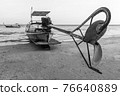 long tail boat on the beach, Phuket, Thailand, Black and white tone. 76640889