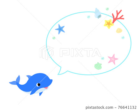 Dolphin icon speech bubble + sea decoration 76641132
