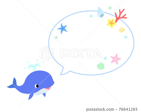 Whale icon speech bubble + sea decoration 76641265