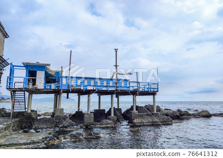 boccadasse santa chiara genoa old village cement stone pier beach 76641312