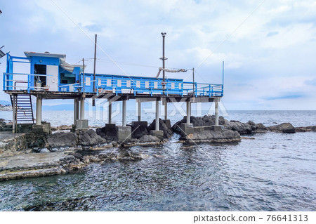 boccadasse santa chiara genoa old village cement stone pier beach 76641313