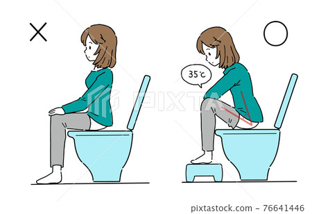 Illustration of posture suitable for defecation Illustration of posture suitable for defecation 76641446