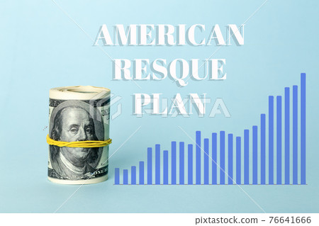 USA dollars background. American rescue plan, USA relief program, stimulus check and Act of 2021 concept. Money, business, profit and livelihood idea 76641666