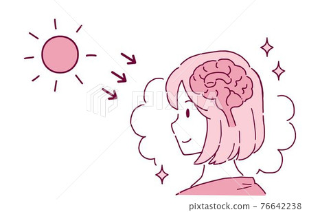 Illustration of a woman who increases serotonin in the sun Illustration of a woman who increases serotonin in the sun 76642238