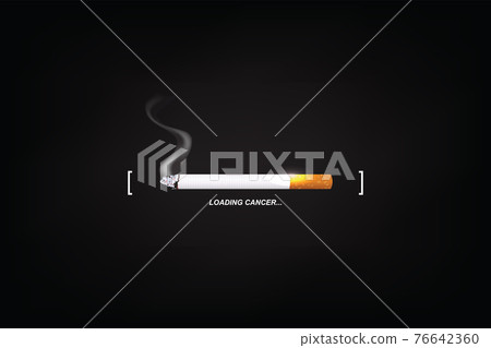 Stop smoking concept, cigarette burning as cancer loading bar, vector 76642360