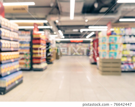 blurred supermarket aisle blurred supermarket aisle 76642447