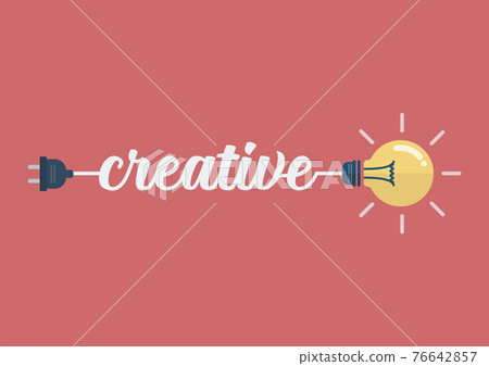 Lightbulb idea with creative word 76642857