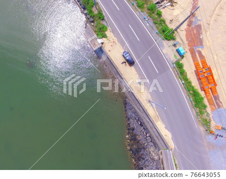 Gulf road-aerial view with drone (Matsushima Bay / Miyagi Prefecture Higashi Matsushima City Miyato Utsukushiyama) 76643055