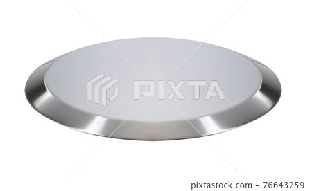 Empty metal plate isolated on white 76643259