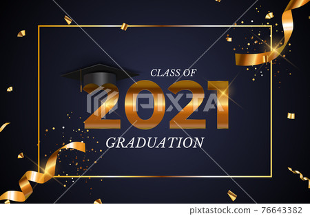 Graduation class of 2021 with graduation cap... - Stock Illustration ...