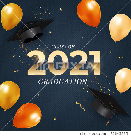 Graduation class of 2021 with graduation cap... - Stock Illustration ...