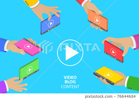 Isometric flat vector concept of video content creating. 76644684