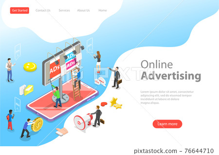 Flat isometric vector landing page template of mobile advertising. 76644710