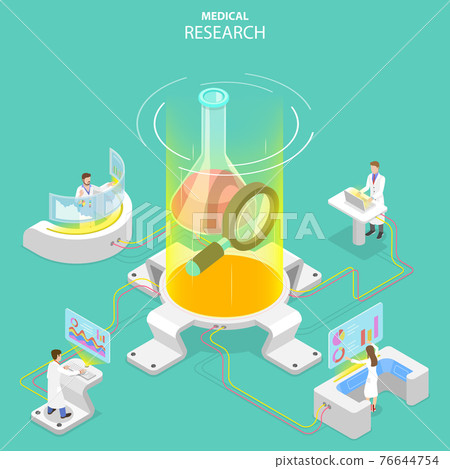 Isometric flat vector concept of medical research, science technology. 76644754