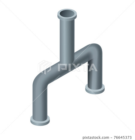 Isometric pipe. Water tube or pipeline for oil or gas industry tube construction. Plastic plumbing system in 3d. Piece of pipe 76645373