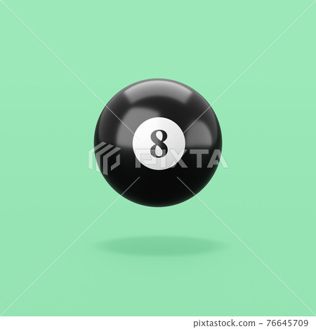 Pool Ball Number 8 on Blue Green Background 76645709