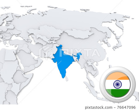 India on map of Asia 76647096