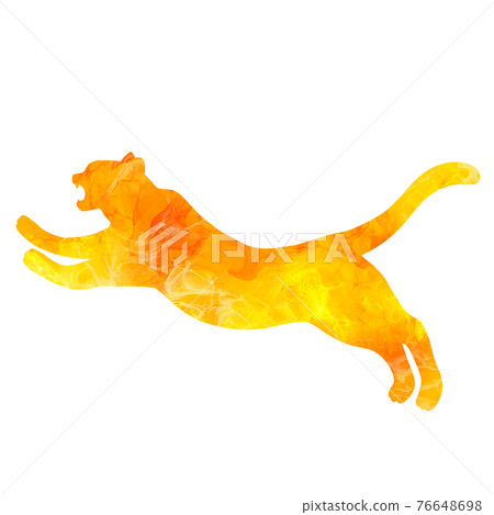 Alcohol ink art style tiger silhouette material tiger New Year's card 76648698