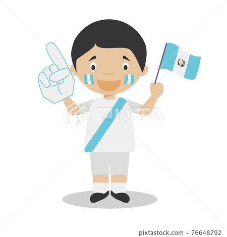 National sport team fan from Guatemala with flag and glove Vector Illustration 76648792