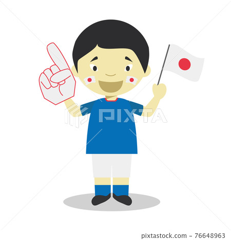 National sport team fan from Japan with flag and glove Vector Illustration National sport team fan from Japan with flag and glove Vector Illustration 76648963