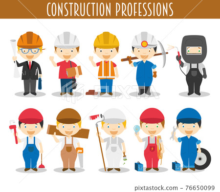 Vector Set of Construction Professions in cartoon style 76650099