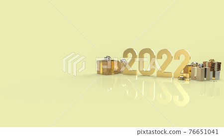 The gold number 2022 and gift box for new year concept 3d rendering. The gold number 2022 and gift box for new year concept 3d rendering. 76651041