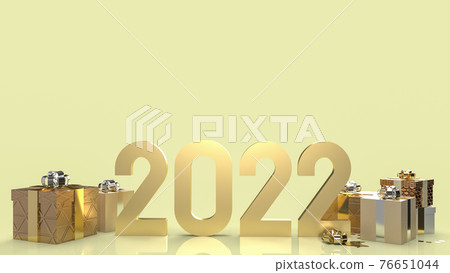 The gold number 2022 and gift box for new year concept 3d rendering. The gold number 2022 and gift box for new year concept 3d rendering. 76651044