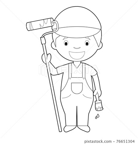 Easy coloring cartoon vector illustration of a painter. Easy coloring cartoon vector illustration of a painter. 76651304