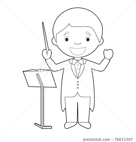 Easy coloring cartoon vector illustration of an orchestra director. Easy coloring cartoon vector illustration of an orchestra director. 76651307