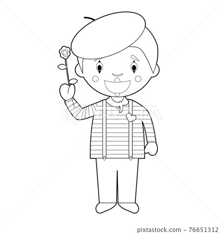 Easy coloring cartoon vector illustration of a mime. Easy coloring cartoon vector illustration of a mime. 76651312