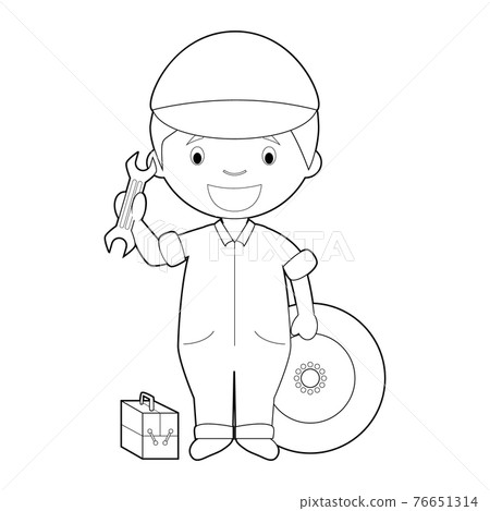 Easy coloring cartoon vector illustration of a mechanic. Easy coloring cartoon vector illustration of a mechanic. 76651314