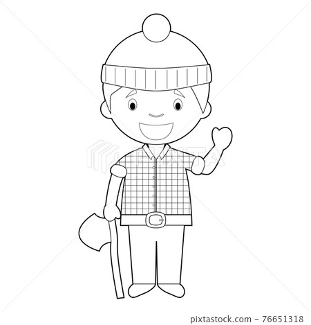 Easy coloring cartoon vector illustration of a lumberjack. Easy coloring cartoon vector illustration of a lumberjack. 76651318