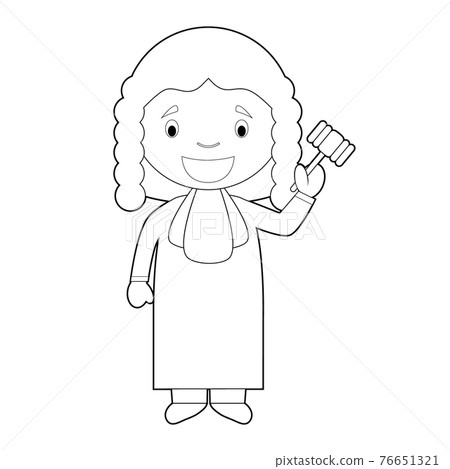 Easy coloring cartoon vector illustration of a judge. 76651321