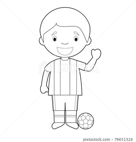 Easy coloring cartoon vector illustration of a football player. Easy coloring cartoon vector illustration of a football player. 76651328