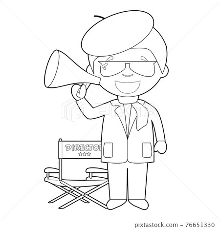 Easy coloring cartoon vector illustration of a filmmaker. Easy coloring cartoon vector illustration of a filmmaker. 76651330