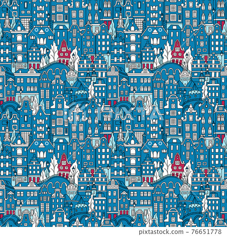 Seamless pattern, Amsterdam typical dutch houses Seamless pattern, Amsterdam typical dutch houses 76651778